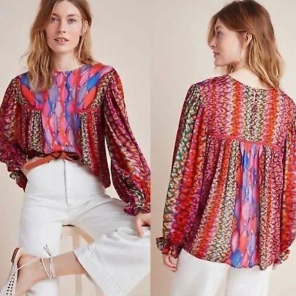 nwt ANTHROPOLOGIE BL-NK LONDON sz S Miranda Peasant Blouse